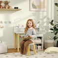 thumbnail image 2 of Qaba Ensemble de Bureau et Chaise pour Enfants 2 Pcs avec Rangement et Étagères, Vert, 2 of 10