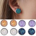 thumbnail image 1 of Trayknick 1 Paire de Clou d'Oreille Décoratif en Acier Inoxydable Coloré Forme Ronde Strass Clou d'Oreille pour Cadeau Bleu Lac Profond, 1 of 13