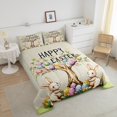 thumbnail image 4 of Erosebridal Happy Easter Bedding Queen Comforter Set for Boys Girls, Rabbit Colorful Eggs Down Comforter, Reversible 3 Pieces, 4 of 8