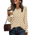 thumbnail image 2 of HAiming Chemises à Pois pour Femmes Décontractées à Col Rond Hauts à Volants Plissés Blouse Basique Chic T-Shirts de Travail, 2 of 6