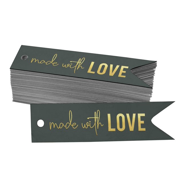 Inkdotpot Pack Of 50 Made With Love Text Favor Paper Tags Craft Real Gold Foil Hang Tags