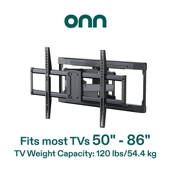onn. Extra-Wide 50 in.–86 in./127 cm–218.44 cm Full Motion TV Wall Mount, UL Listed