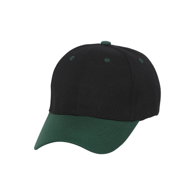 Casquette de Baseball Bicolore Ajustable, Noir/forêt