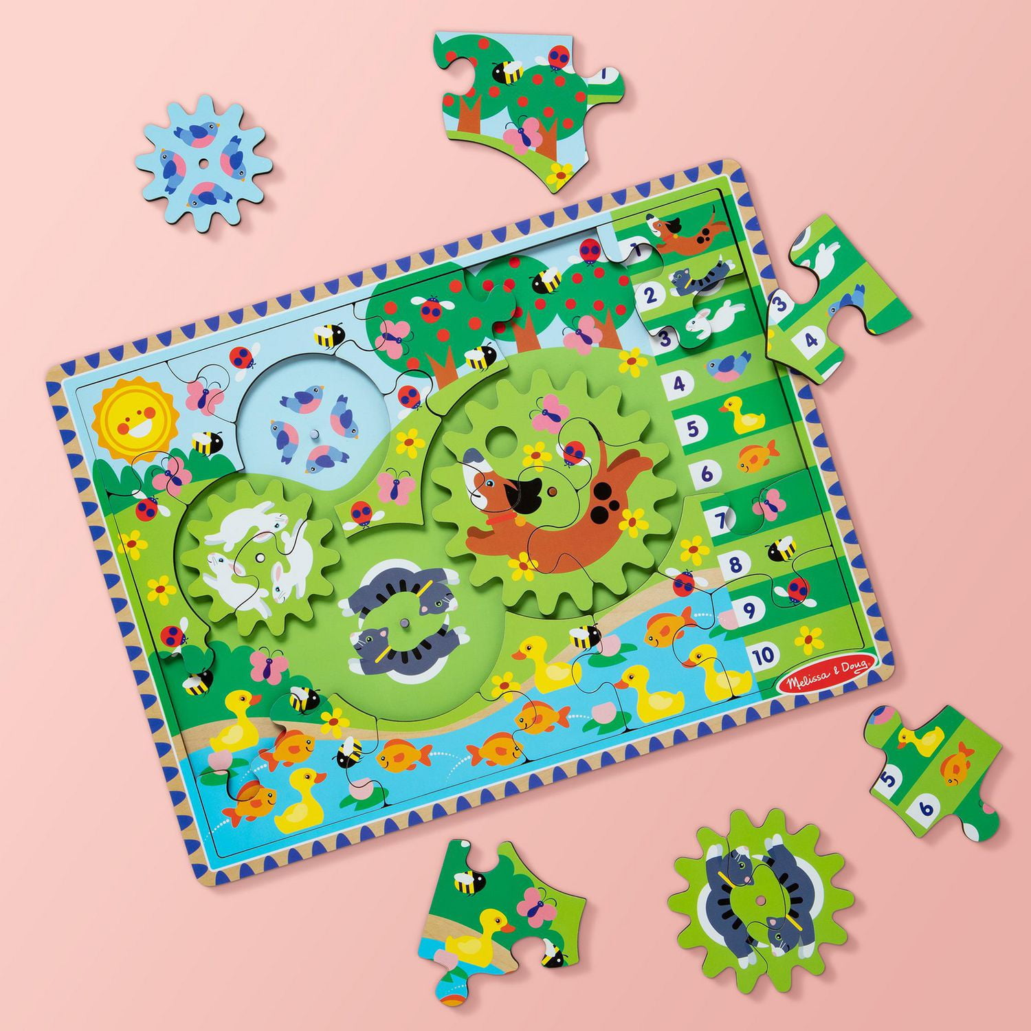 Melissa & Doug Puzzle en bois Animal Chase Spinning Gear - 24 pièces