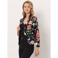 thumbnail image 2 of INSPIRE CHIC Blazer pour Femme à devant Ouvert Veste de Tailleur Courte d'Été pour le Travail m Noir Rouge à Fleurs, 2 of 5