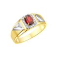 thumbnail image 4 of RYLOS Men's Rings Yellow Gold Plated Silver Classic 7X5MM Oval Gemstone & Diamond Ring Garnet January Birthstone Rings For Men Size 10, 4 of 7