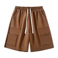 thumbnail image 1 of Men's Sports Shorts Multiple Pockets Running Training Basketball Shorts(Coffee,3XL), 1 of 8
