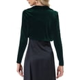 thumbnail image 3 of INSPIRE CHIC Boléro Court en Velours à Col à Revers Ouvert à Manches Longues pour Femme TG Vert Foncé, 3 of 6