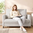 thumbnail image 1 of Bingirl 51.9-Inch Beige Chenille Loveseat Sofa for Reading, 1 of 7