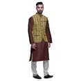 thumbnail image 2 of Atasi Ethnic Kurta Churidar Pajama Set With Printed Nehru Jacket Set For Mens, 2 of 3