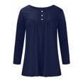 thumbnail image 3 of FAIWAD Tunique Basique pour Femmes Manches Longues Col Rond Blouse Boutonnée Décontractée Plissée Ample, 3 of 6