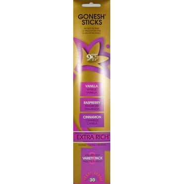 Gonesh Incense Sticks – Variety No. 3 (Cinnamon, Vanilla, Raspberry)