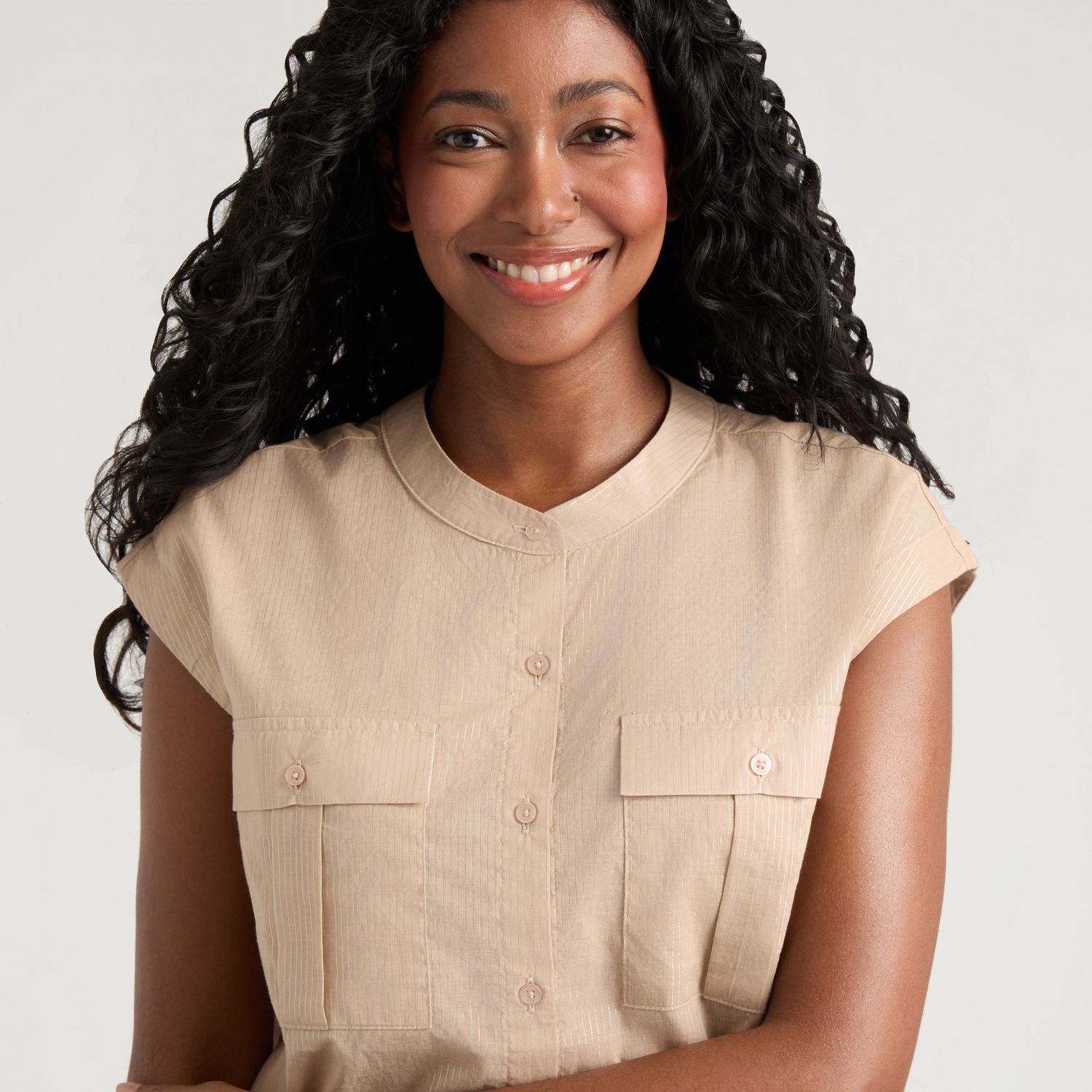 Haut cargo en lurex pour femme Mexx avec taille élastique