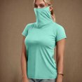 thumbnail image 2 of BiZtdJrK T-Shirt Basique de Protection Solaire pour Femmes avec Masque Facial, Manches Courtes, Confortable et Léger, T-Shirts de Pêche, Randonnée, Tenues de Plein Air, Vert Menthe, m, Économies du Printemps, 2 of 8