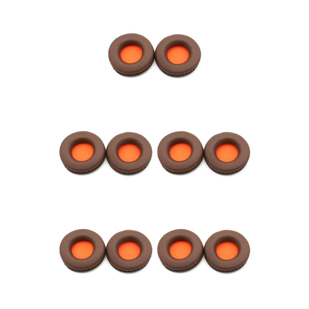 QualitChoice Coussinets d'Oreilles pour Casque de Jeu Rond en Cuir Remplacement pour Skullcandy HES2.0 Marron 5Ensemble