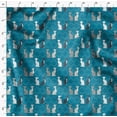 thumbnail image 4 of Soimoi Satin Lourd Bleu Tissu Imprimé Trèfle Chat Animal 1 Yard 56 Pouces de Large, 4 of 6