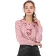 thumbnail image 1 of INSPIRE CHIC Blouse Chemise à Manches Longues à Col à Volants pour Femme de la Saint-Valentin TP Rose à Pois, 1 of 8