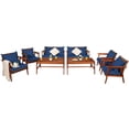 thumbnail image 4 of Costway 8PCS Patio Rattan Furniture Set Acacia Wood Frame Cushioned Sofa Chair Navy, 4 of 10