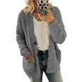 thumbnail image 1 of Innerwin Jacket Cardigan Ladies Outwear Party Long Sleeve Fluffy Coat Dark Gray XL, 1 of 6