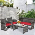 thumbnail image 3 of Patiojoy Ensemble de Mobilier de Patio Extérieur 4 Pcs en Rotin Osier Ensemble de Canapé de Conversation, 3 of 8