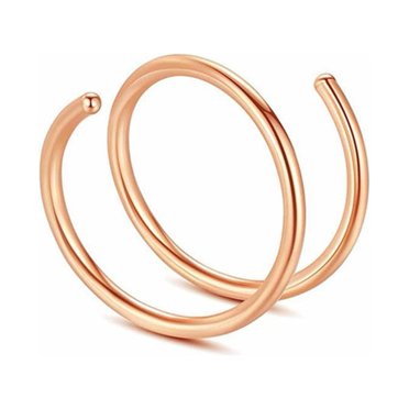 Lutiore Nose Steel Double Nose Hoop Silver Color Nose Hoop Jewelry Nostril Piercing Set For Woman Z3B1