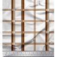 thumbnail image 1 of Soimoi Brown Rayon Crepe Fabric Window Pane Check Print Fabric by the Yard 46 Inch Wide, 1 of 3