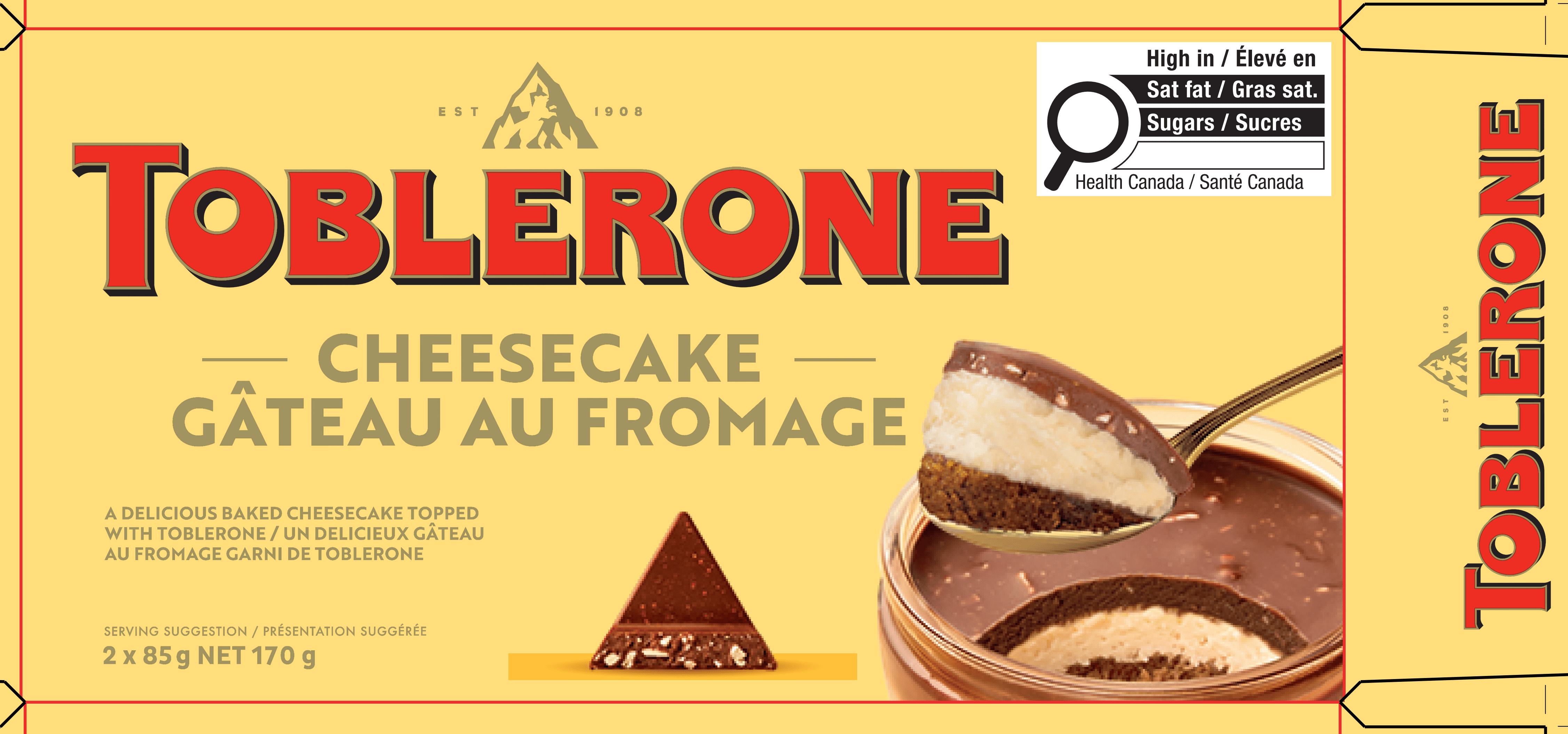 Desserts gâteau au fromage au chocolat Toblerone, 2 portions individuelles Tobelrone gat. Au fromage au choc.