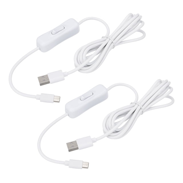 Uxcell 6.56ft USB Extension Cable with on Off Switch, 2pcs Type C to USB Male Data Power Cord, White