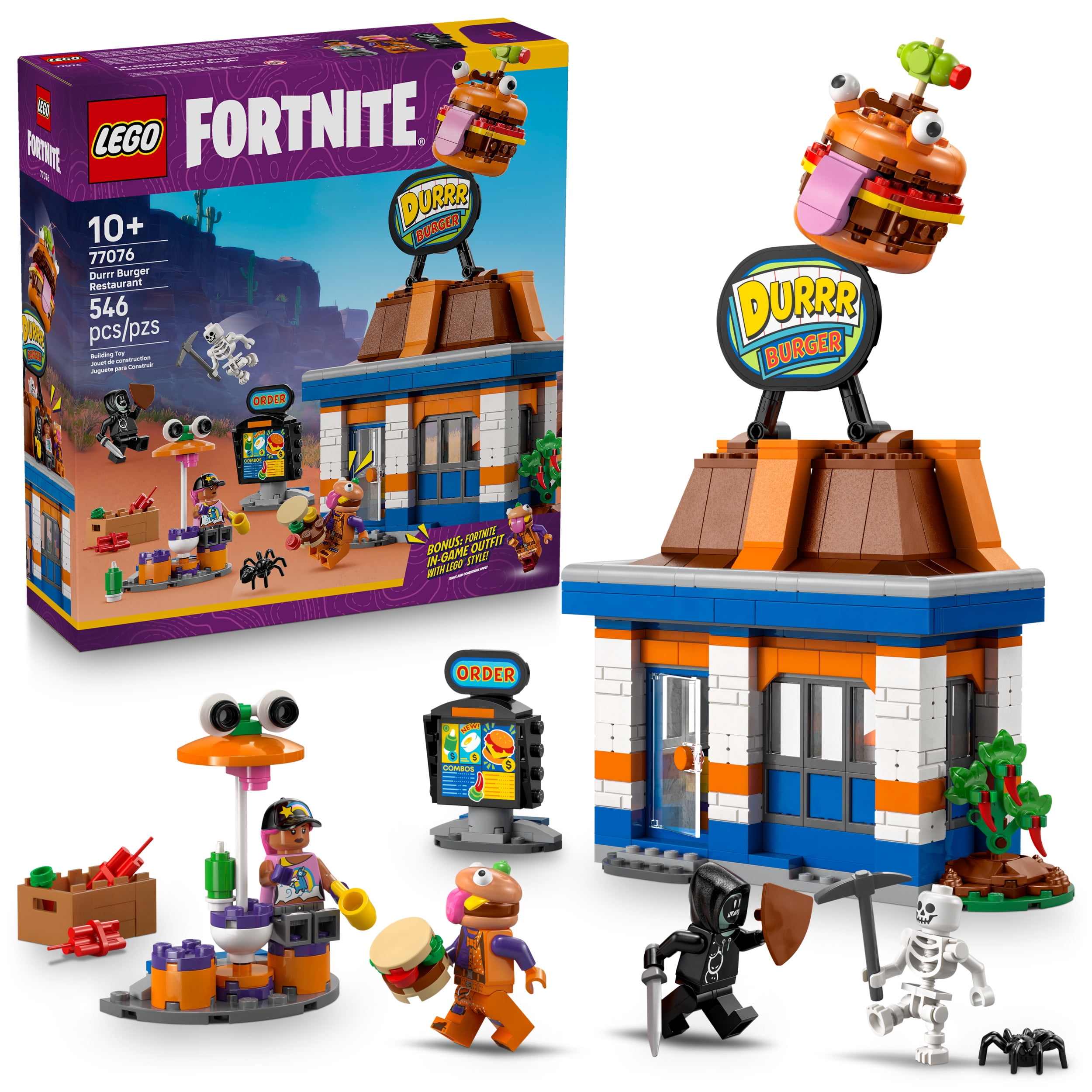 LEGO Fortnite Durrr Burger Restaurant Kids Toy - Video Game Building Set for Boys & Girls, Ages 10+ - Fortnite Minifigures Beach Boss, Grimy, and More - Gift Idea for Birthdays & Gaming Fans - 77076