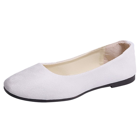 keusn women solid classic square toe ballet flat shoes single shoes casual shallow mouth flat shoes for spring white size 7.5