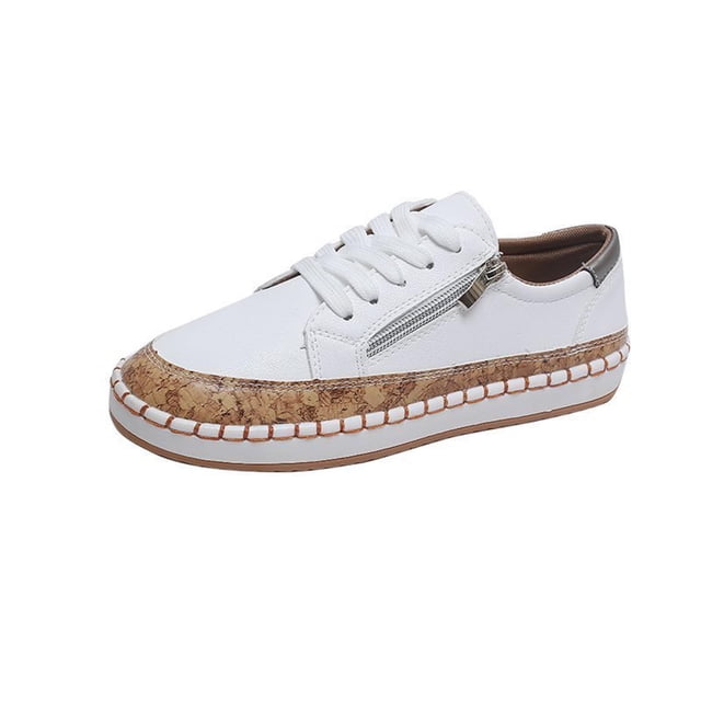 Chaussures d'Été pour Femmes à Lacets avec Fermeture Éclair, Design Coloré Imprimé, Espadrilles Décontractées à Plateforme