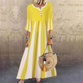 thumbnail image 3 of Cameland Robe Midi Ample à Manches Mi-Longues d'Été Décontractée à Rayures Imprimées pour Femme, 3 of 5