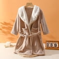 thumbnail image 2 of 3-10 Years Boys Girls Fleece Robe Hooded Soft Warm Bathrobe Sleepwear For Kids Coffee B, 2 of 5