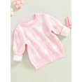thumbnail image 3 of Chandails Tricotés pour Fille Bébé de la Saint-Valentin, Mignons avec Imprimé de Cœur, Manches Longues, Col Rond, Hauts à Enfiler, 3 of 8