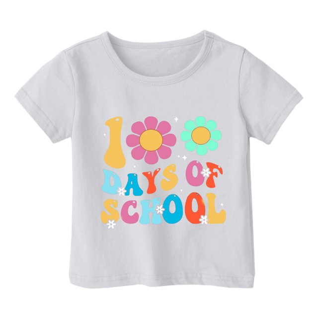 FhsagQ le 7 Juillet Garçon et Fille Mode Décontractée Imprimé Col Rond Ample Manche Courte T-Shirt Haut Fille Printemps le 7 Juillet T-Shirts Taille 6 Moins de 10 Pâques Blanc 10-11 Ans
