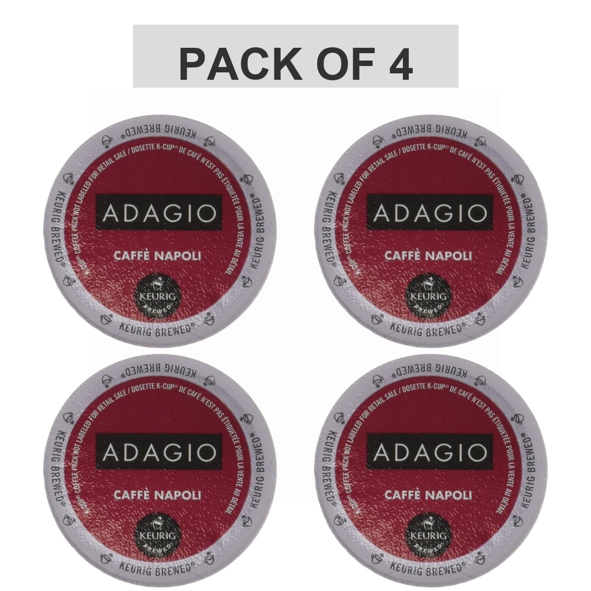 Pack of 4 - Adagio Caffe Napoli - Dark Roast Coffee K-Cup Portion for Keurig Brewers, 24 Count