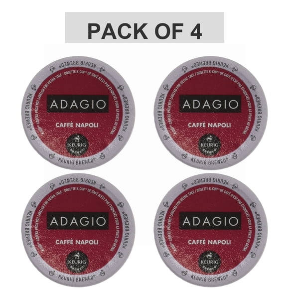 Pack of 4 - Adagio Caffe Napoli - Dark Roast Coffee K-Cup Portion for Keurig Brewers, 24 Count