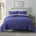 thumbnail image 1 of JML 2 Pieces Navy Twin Comforter Set, Soft Microfiber Bedding Set With 1 Comforter and 1 Pillow Case Suit for All Seasons, 1 of 7