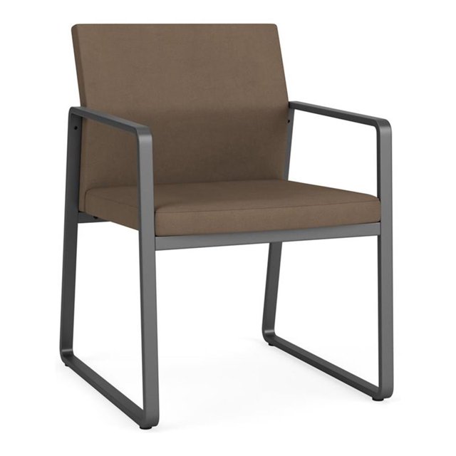 Fauteuil d'Invité pour Réception et Salle d'Attente en Soins de Santé / Acier Charbon / Brun