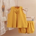thumbnail image 3 of Kcodviy Baby Girls' Dress Set Matching items Spring and Summer New Size 2T Girls Clothes Solid Color Double Layer Girls Outfits Size 4 Yarn Breathable Comfortable Girl's Bow Home Set, 3 of 3