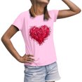 thumbnail image 3 of Chandails à Col Rond pour Couples Assortis, Imprimé Cœur de la Saint-Valentin, Léger, Mince, Décontracté, T-Shirt à Manches Courtes, Confortable, Doux, Chemisiers pour Lui et Elle, Vêtements de Vacances, Rose G, 3 of 6