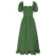 thumbnail image 3 of Pisexur Womens Gothic Dress High Wasit Corset Dress Retro Renaissance Dress Solid Color Short Sleeve Medieval Dress Fashion Flowy Square Neck Drawstring Maxi Dress Ruffle Tunic Cocktail Dress, 3 of 5