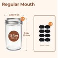 thumbnail image 2 of 12 oz Mason Jars with Lids 6 Pcs, Regular Mouth Canning Jars with Seal Bands, 12 oz Glass Jar with lid for Soft Drinks, Juice, Jam, Jelly, Sauce, Dessert, Overnight Oats, Pickles, 2 of 8