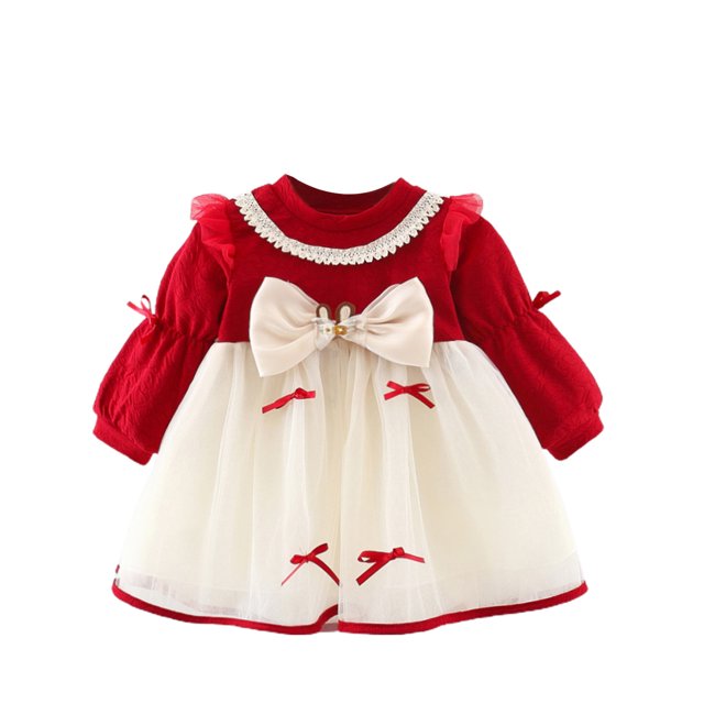 RKSTN Robe à Manches Longues pour Filles, Version Robe pour Enfants, Robe Princesse avec Nœud Loli-ta, Robe d'Automne