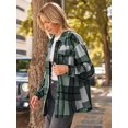thumbnail image 3 of ORUYROP Womens Casual Plaid Shacket Button Down Long Sleeve Shirt, 3 of 6