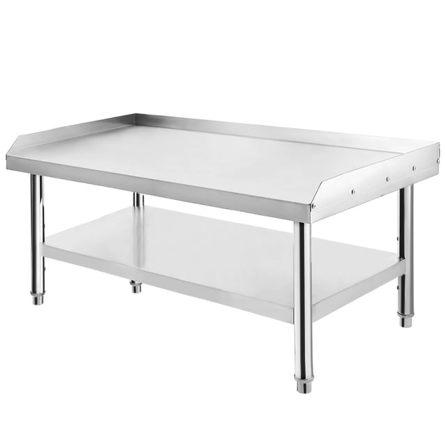 Heavy-Duty Stainless Steel Work Table, 36"x30"x24" with Adjustable Legs & Spill Containment for Restaurants & Food Service
