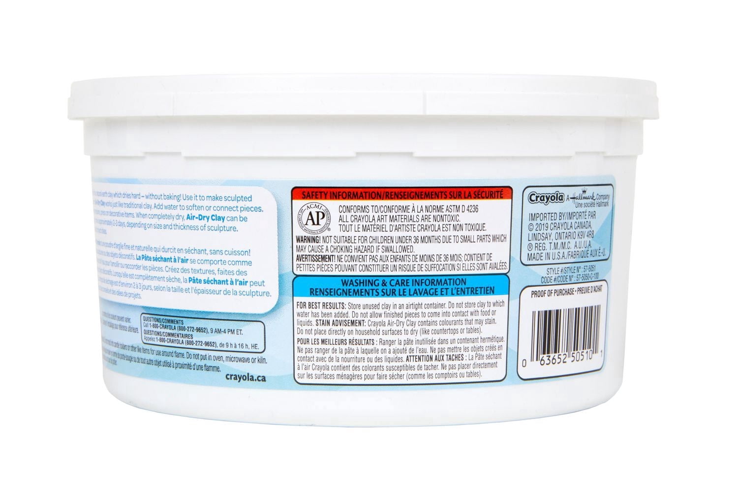 Seau de 1,13 kg pâte séchant à l'air, blanc