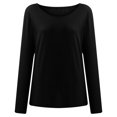thumbnail image 4 of CEHVOM Women Casual Loose Pullover Long Sleeve Button Round Neck Tees Tops, 4 of 7