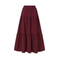 thumbnail image 2 of Wangsaura Jupes Maxi pour Femmes Décontractées Élastiques Taille Haute Évasées à Volants Fluides Robes Style Simple Bas, 2 of 6