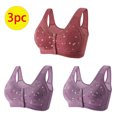 thumbnail image 3 of Bigersell Button Front Bras for Older Women 3pcs Nursing Bra Style R-24 Breathable Lace Bras Pack R-24-wine, 3 of 9